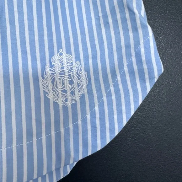 NWT | The Kooples | Light Blue and White Striped | Cotton Mini Skirt - Picture 4 of 8